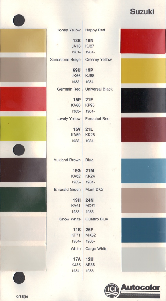 1981 - 1988 Suzuki Paint Charts Autocolor
